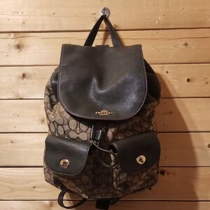 Coach Billie Backpack Signature Canvas Refined Leather